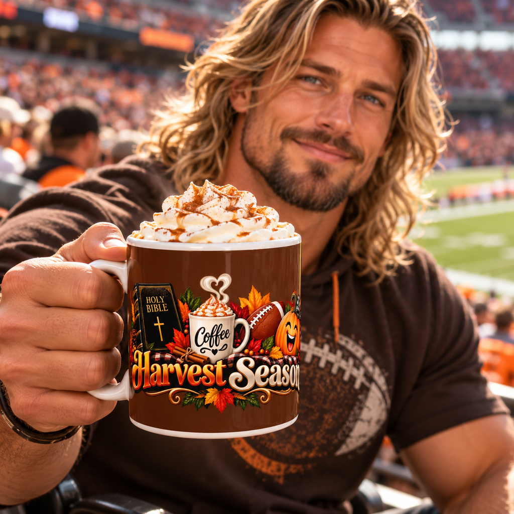 Harvest Season Bible Football Mug