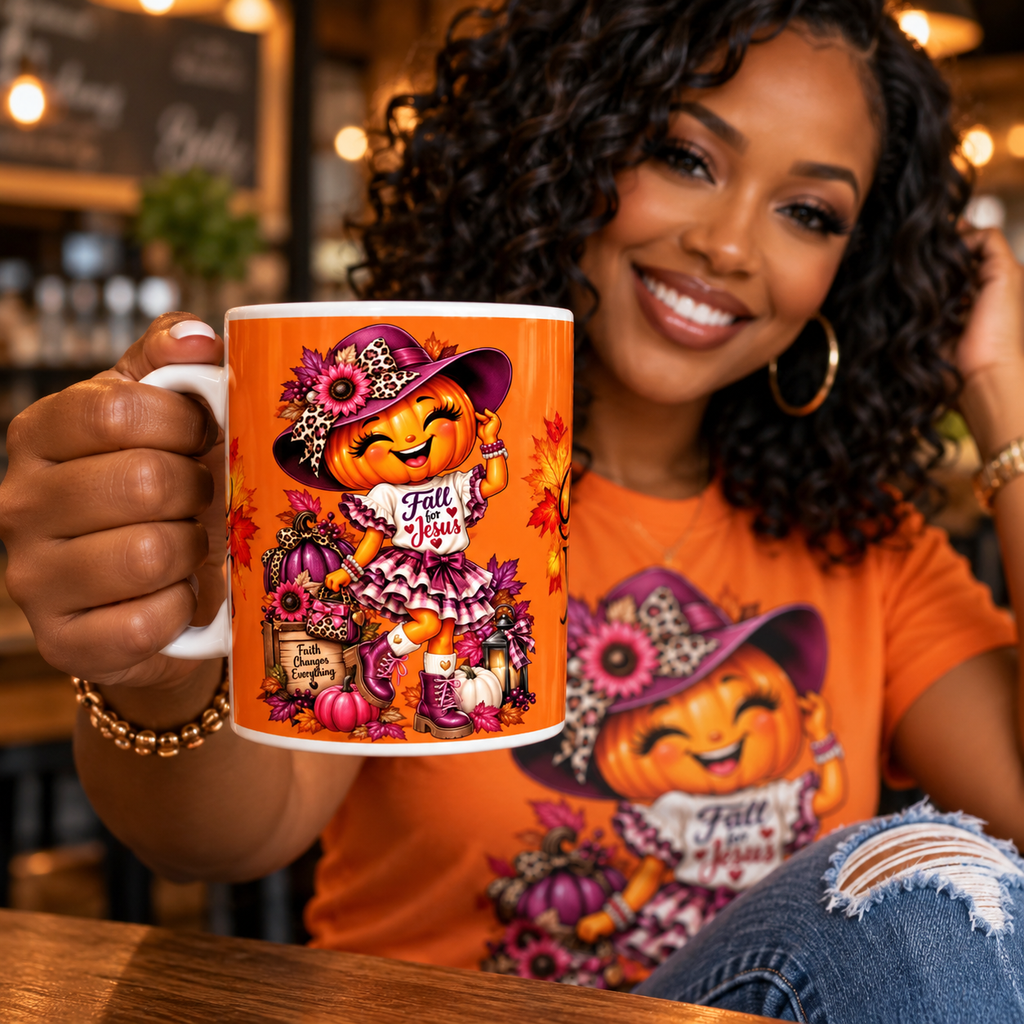 Fall for Jesus Pumpkin Girl Mugs