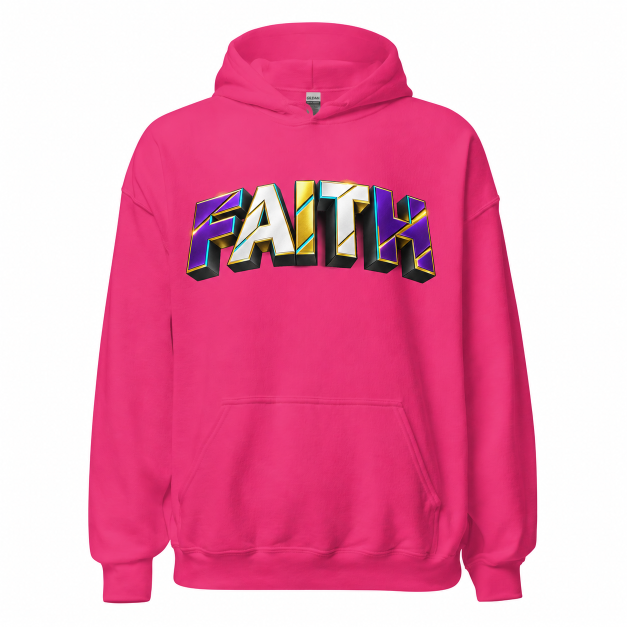 Heliconia hoodie mockup with redesigned Faith artwork